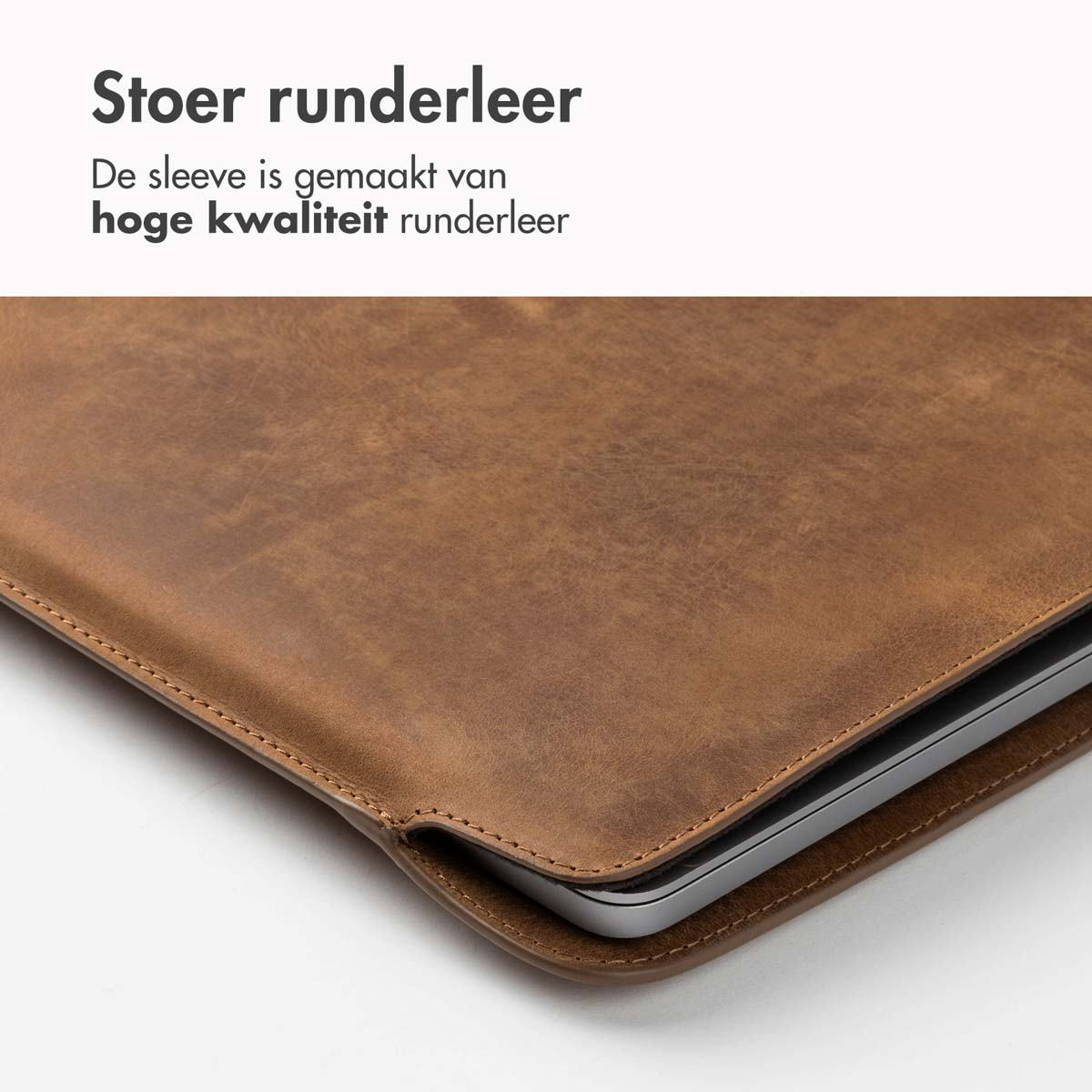 Accezz Leather Laptop hoes MacBook 15 inch - Laptopsleeve - Cognac