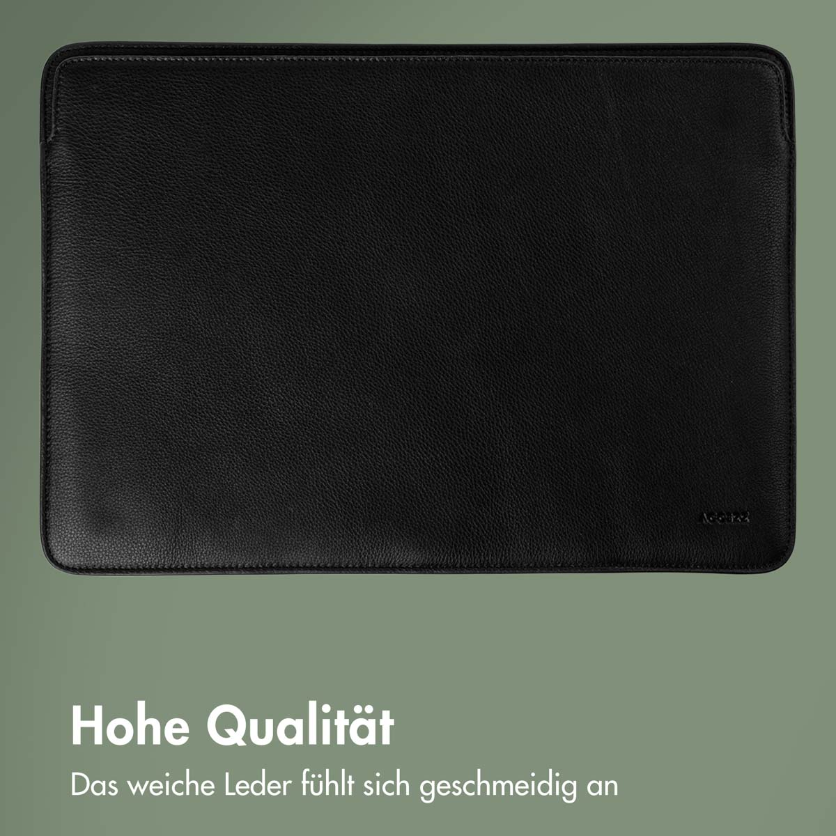 Accezz Leather Laptop hoes MacBook 16 inch - Laptopsleeve - Zwart