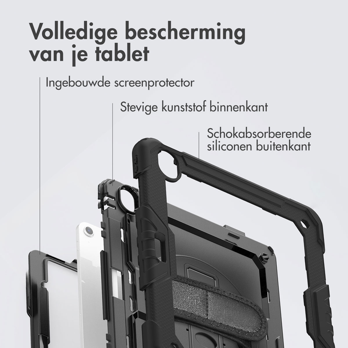 Accezz Rugged Backcover met schouderstrap Apple iPad Air 13 inch (2025) M3 / (2024) M2 - Zwart