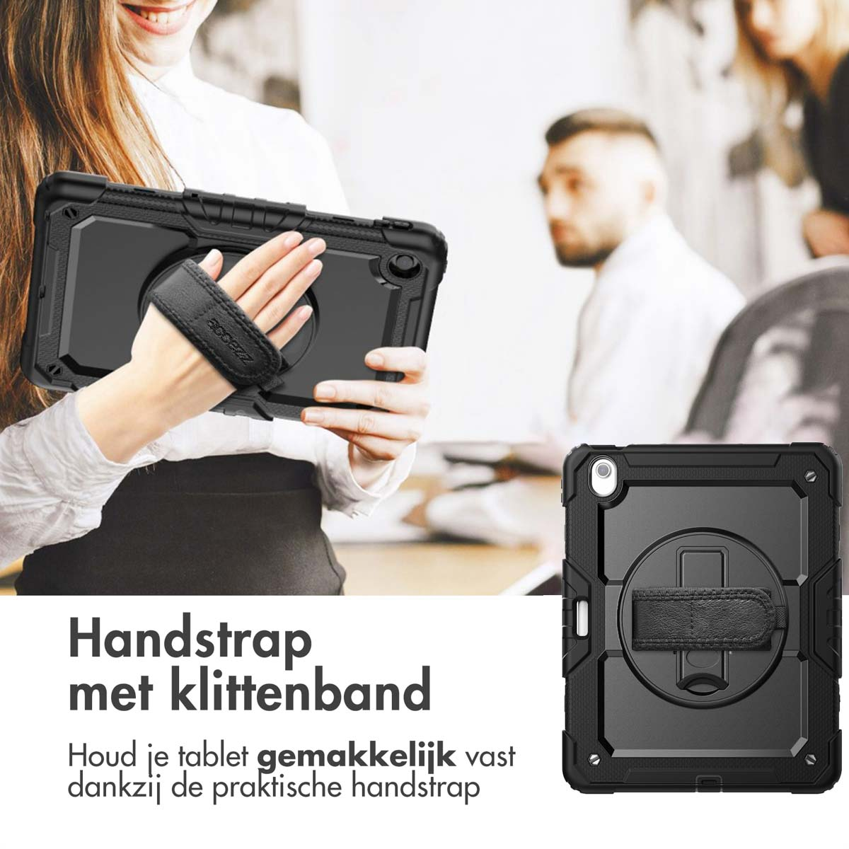 Accezz Rugged Backcover met schouderstrap Apple iPad Air 13 inch (2025) M3 / (2024) M2 - Zwart