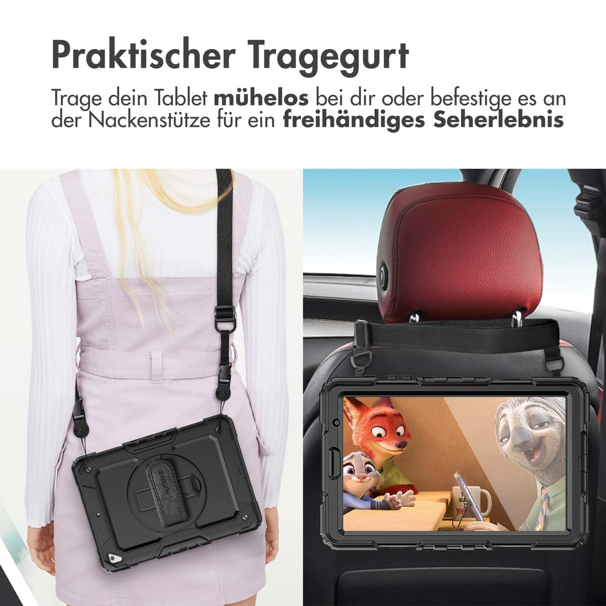 Accezz Rugged Backcover met schouderstrap Apple iPad Air 11 inch (2025) M3 / (2024) M2 - Zwart