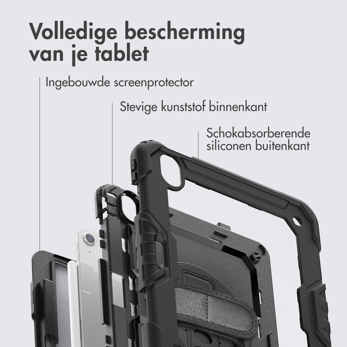 Accezz Rugged Backcover met schouderstrap Apple iPad Air 11 inch (2025) M3 / (2024) M2 - Zwart