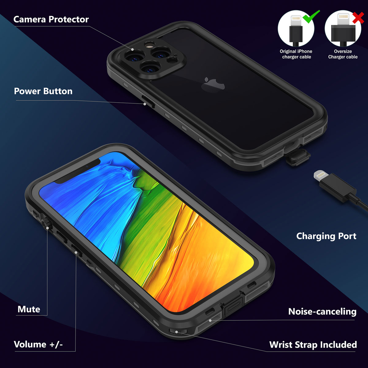 Redpepper Dot Plus Waterproof Backcover Apple iPhone 13 Pro - Zwart