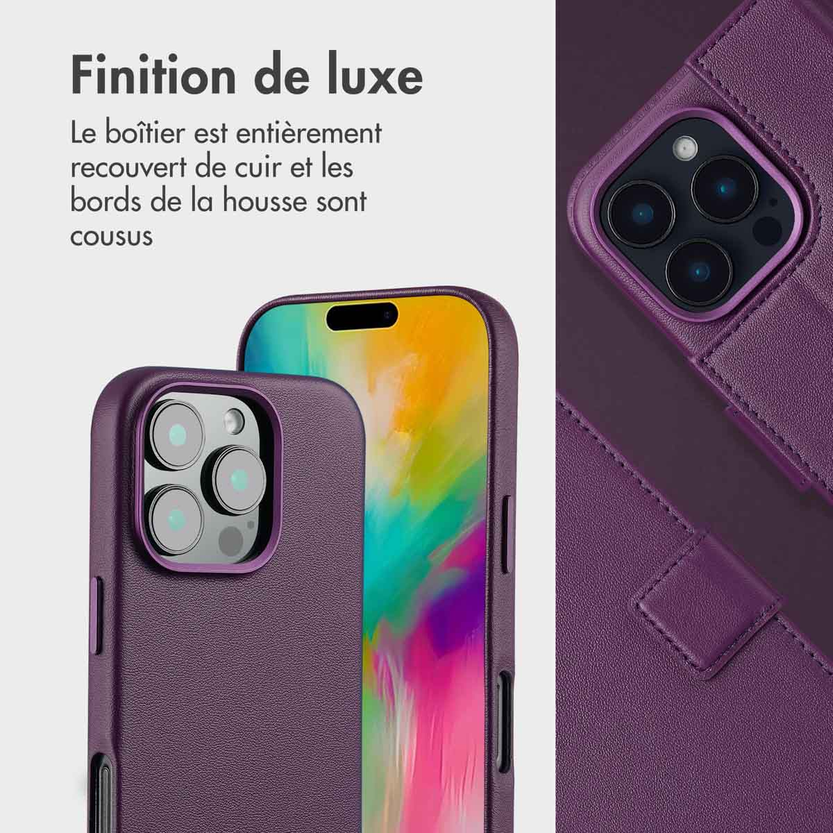 Accezz Leather Bookcase 2-in-1 met MagSafe Apple iPhone 16 Pro Max - Heath Purple