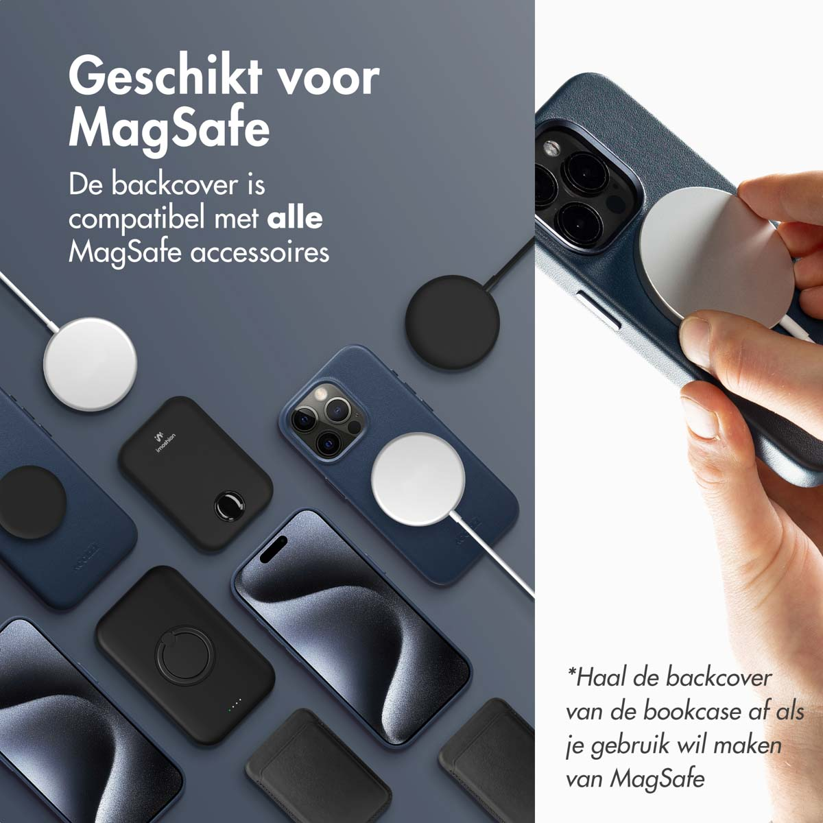 Accezz Leather Bookcase 2-in-1 met MagSafe Apple iPhone 16 Pro Max - Nightfall Blue