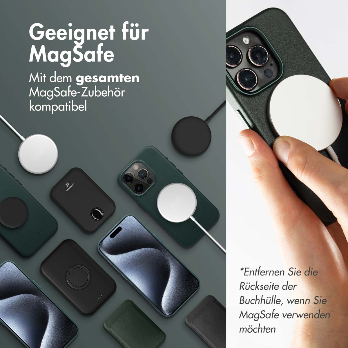 Accezz Leather Bookcase 2-in-1 met MagSafe Apple iPhone 16 Pro Max - Cedar Green