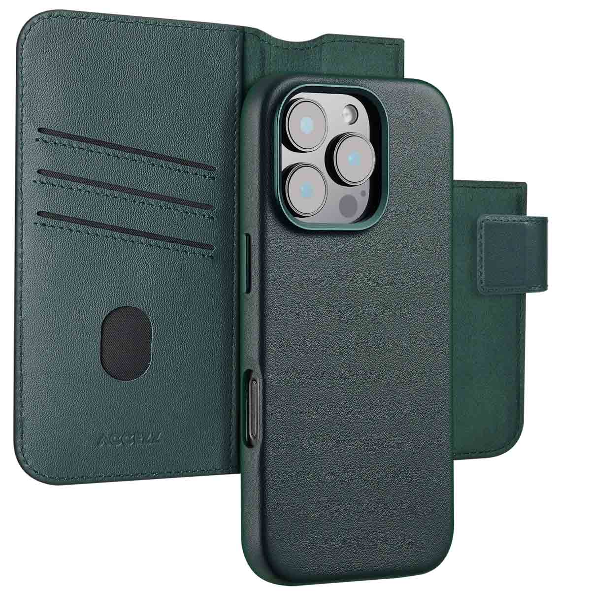 Accezz Leather Bookcase 2-in-1 met MagSafe Apple iPhone 16 Pro Max - Cedar Green