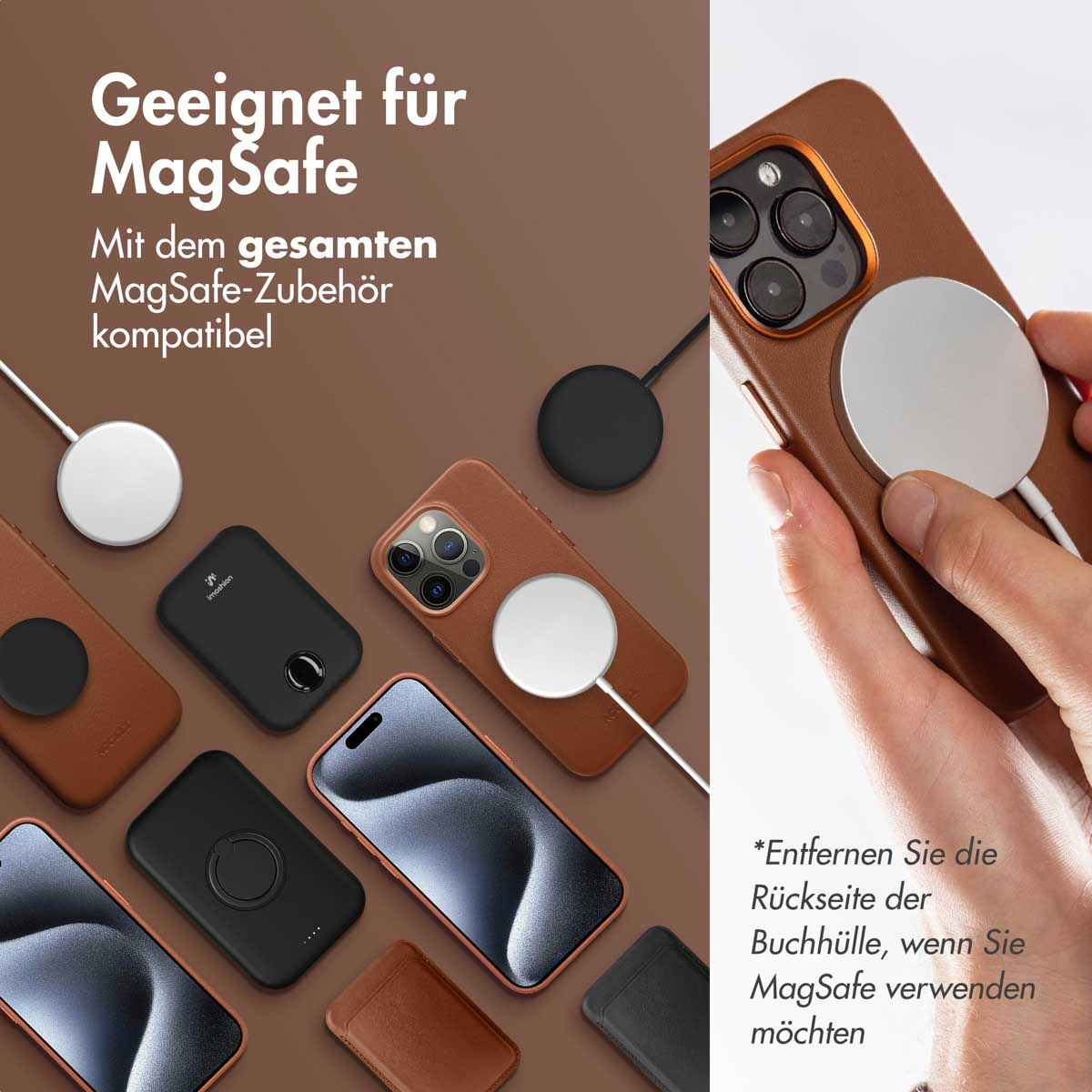 Accezz Leather Bookcase 2-in-1 met MagSafe Apple iPhone 16 Pro Max - Sienna Brown