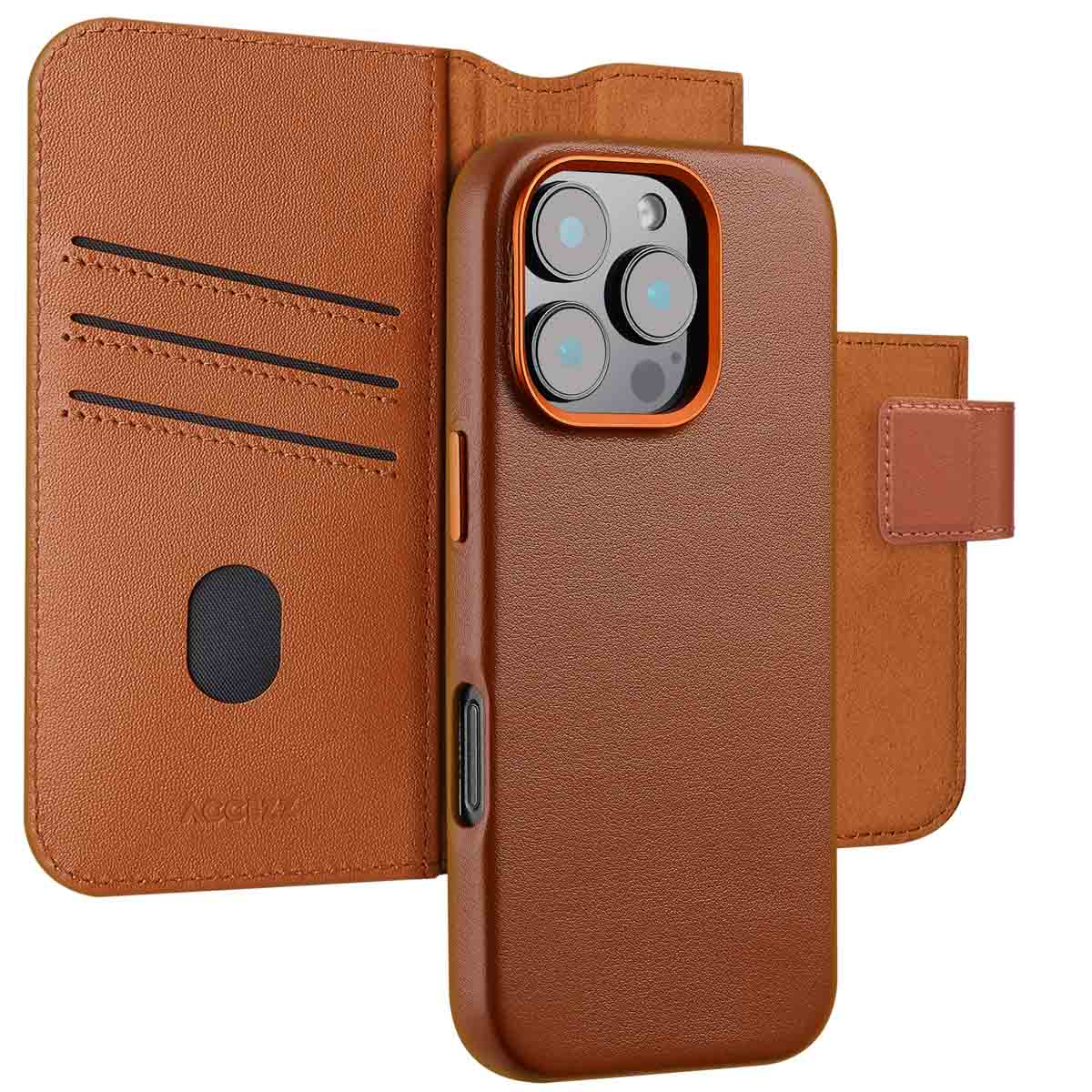Accezz Leather Bookcase 2-in-1 met MagSafe Apple iPhone 16 Pro Max - Sienna Brown