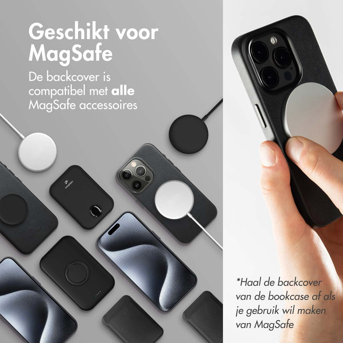 Accezz Leather Bookcase 2-in-1 met MagSafe Apple iPhone 16 Pro - Onyx Black