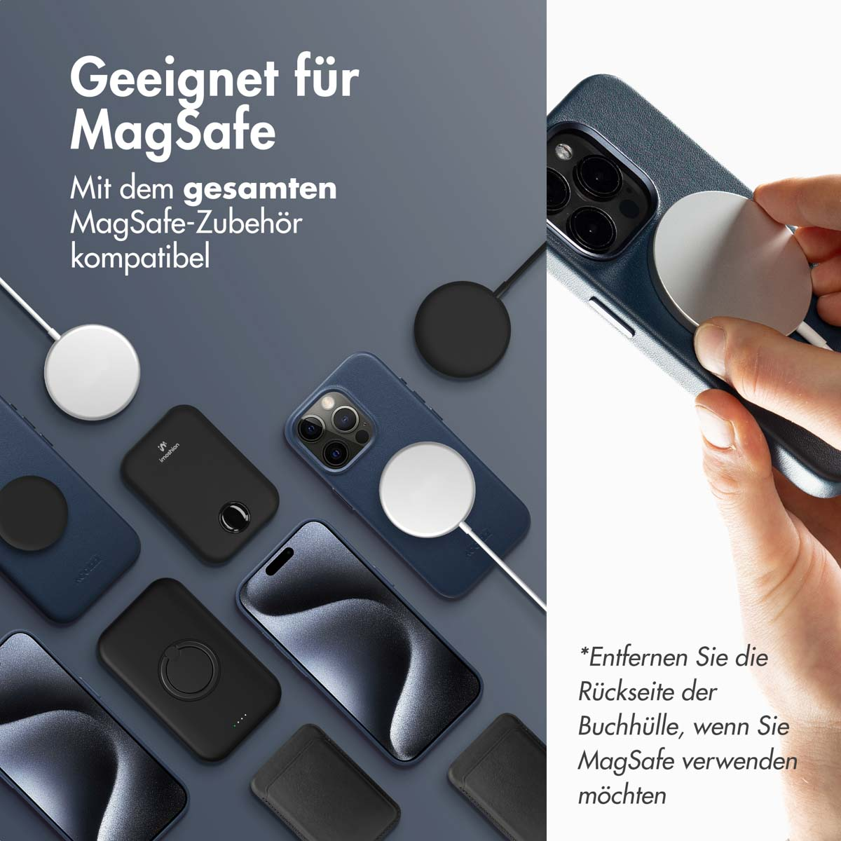 Accezz Leather Bookcase 2-in-1 met MagSafe Apple iPhone 16 - Nightfall Blue