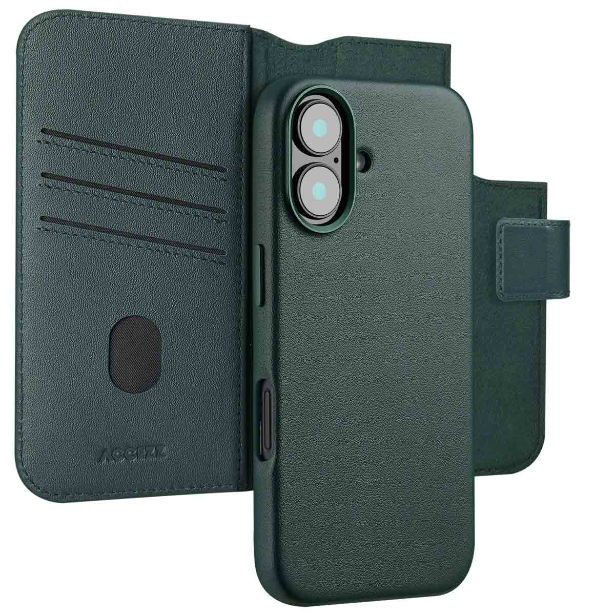 Accezz Leather Bookcase 2-in-1 met MagSafe Apple iPhone 16 - Cedar Green