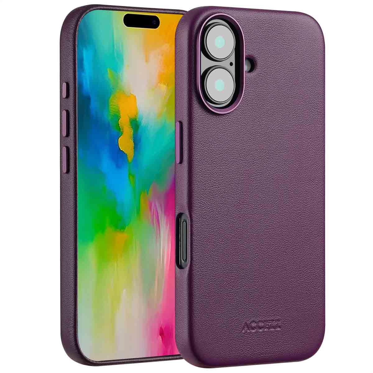 Accezz MagSafe Leather Backcover Apple iPhone 16 - Heath Purple