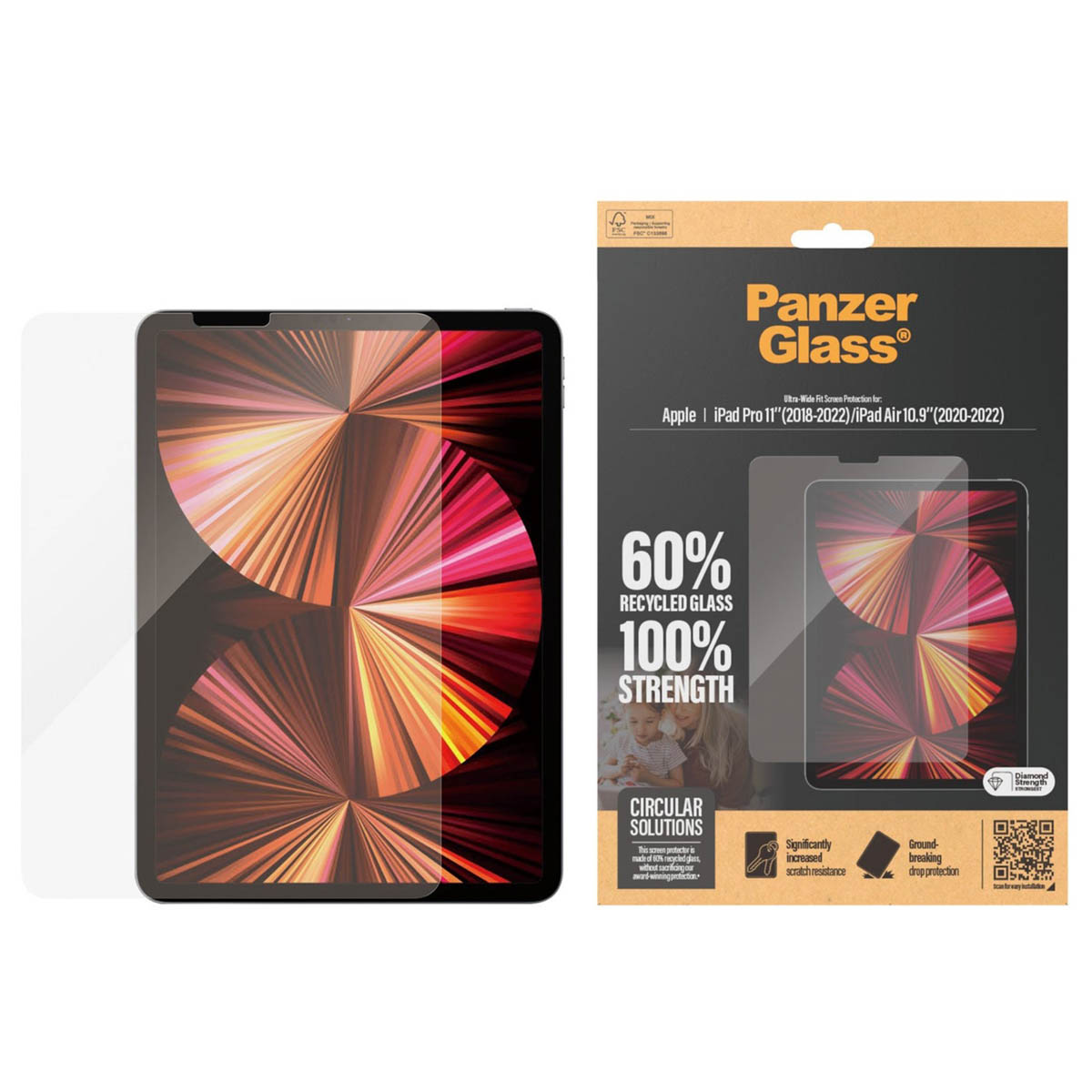 PanzerGlass Ultra Wide Fit Screenprotector Apple iPad Pro 11 (2018 - 2022) / Air 5 (2022) / Air 4 (2020)